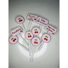 ENVIO IMEDIATO - Topper para Docinhos Festa Tema Cerejinha 🍒 30 Unidades Papel 180g