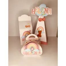 🌈🍒 Kit Festa Personalizado – Tema Arco-Íris & Cerejinhas – Pegue e Monte