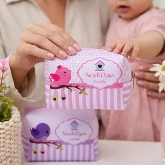 50 Mini Necessaire Box Personalizado com Nome/ Marca para brindes ou lembrancinhas Aniversario