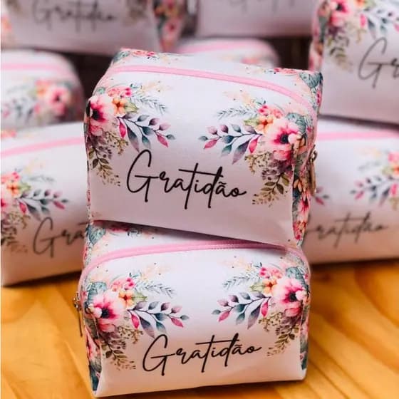 8 Mini Necessaire Box Personalizado com Nome/ Marca para brindes ou lembrancinhas Dia das Mães Gratidão
