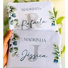 3 Bolsas Feminina Lembrancinha Necessaire Personalizada Slim com Nome 20x14cm