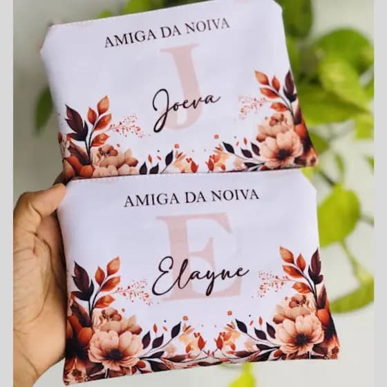 8 Necessaire Slim Personalizada 20x14cm Madrinha Casamento Lembrancinha