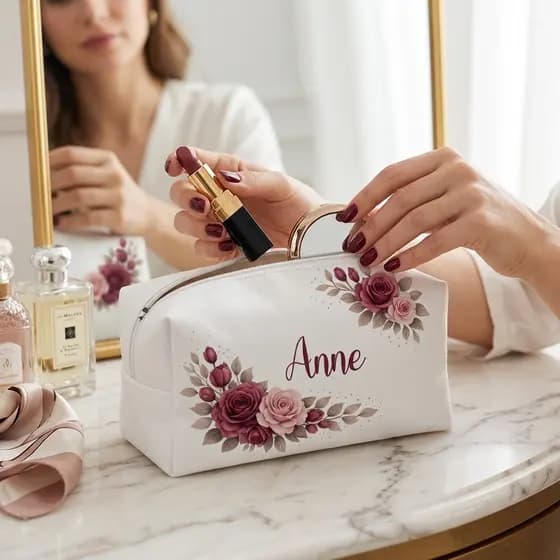 Necessaire Personalizada Feminina com Nome Inicial Porta Maquiagem Bolsa Viagem Presente Madrinha