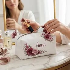 Necessaire Personalizada Feminina com Nome Inicial Porta Maquiagem Bolsa Viagem Presente Madrinha