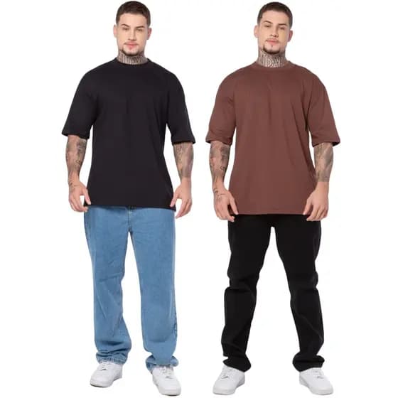 Kit com 2 Oversized Masculina 100% Algodão Premium
