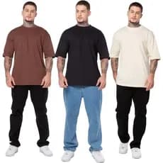 Kit 3 Camisetas Oversized Masculino Streetwear Lisa Algodão Premium