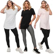 Kit 3 Blusas Feminina Longline Tapa Bumbum Cobre Legging Lisa Academia Fitness