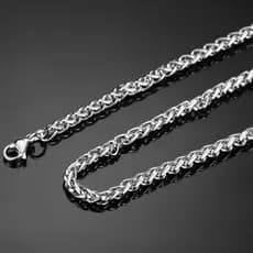 Corrente Cordão Torcido Masculina Cor Prata Trança Fina 3mm Aço Inox Resistente Brilhante