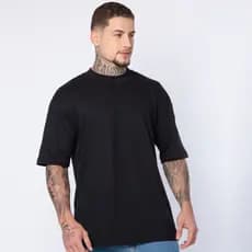 Camiseta Oversized Masculino Academia Treino Lisa Streetwear Gola Premium Algodão