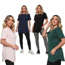 Kit 4 Camisetas Blusas Feminina Long Line Tapa Bumbum Veste Legging Lisa Academia Fitness