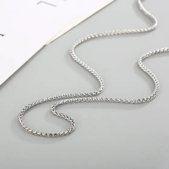 Corrente Cordão Masculino Torcido 3mm em Aço Inox Cor Prata Não Enferruja 50/60/70 cm