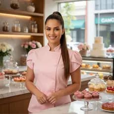 Dolma Feminino Chef de Cozinha em OXFORD Leve e Confortável Manga Curta Uniforme Profissional Confeitaria