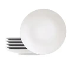 Conj 6 Pratos Rasos Tramontina Em Porcelana Cupê 28cm Branco Restaurante