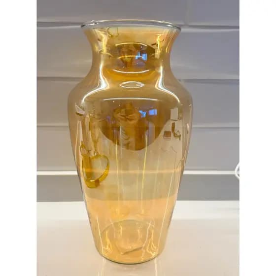 Vaso de Vidro Ambar Florença Elegante para Flores e Decoração