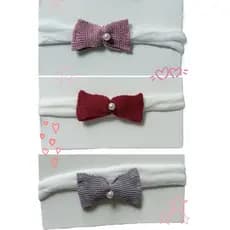 Faixa/Tiara/Laço de cabeça bebê menina laçinho em tricot recem nascido saida maternidade enxoval
