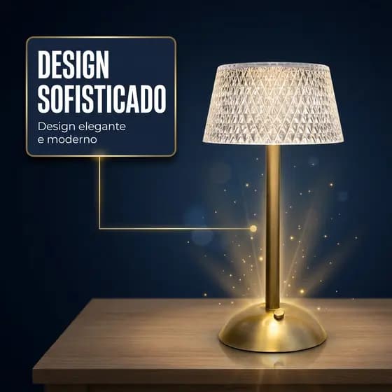 Luminária Abajur De Mesa Recarregável Bateria Interna Com 3 Níveis De Brilho Ajustável Candeeiro Iluminação Suave
