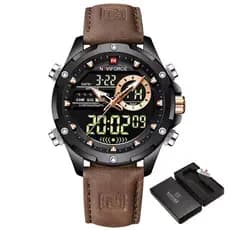 Relógio Digital Militar Em Couro Masculino Original Caixinha