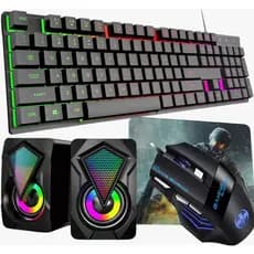 Kit Teclado Semi-mecânico + mouse Gamer 3200 Dpi + Caixa De Som e Mouse Pad