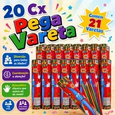 20 cx Jogo Pega Vareta Brinquedo p/ Kit Festa Lembrancinha Educativo Educativo Didatico Infantil