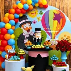 Kit Balão Bexiga Festa Mundo Animais Vermelho Amarelo Azul Arco Descontruido Organico