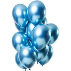 25 Unid Balão Azul 9 Pol Cromado - Bexiga Metalizado