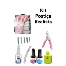 Kit Top De Postiça Realista Alongamento Cortador Cola Tekbond
