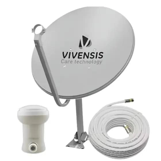 Kit Antena Digital Parabólica Vivensis 60cm Lnbf Ku Cabo