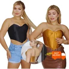 cropped Corset feminino tomara que caia e com alça com brilho strass estilo blogueira moda gringa