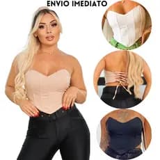 Corselet Alfaiataria Com Bojo e Amarração Atrás Tendência 2026