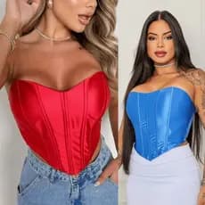 Cropped Feminino Ano novo Brilhoso Acetinado Tendência 2026
