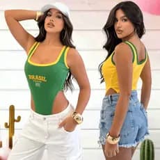 Body Regata Feminino Copa Brasil Cavado Moda Esportiva Patriótica Copa 2026