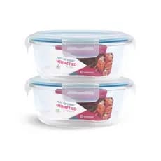 Conjunto 2 Potes Vidro Herméticos Tampa Plástico 950ml
