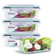 Conjunto 4 Pote Vidro Hermético Marmita Tampa Plástico 640ml