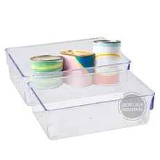 Kit 2 Organizador Multiuso Cristal Geladeira Verduras Alimentos
