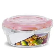 Pote de Vidro Redondo Hermético Marmita Tampa Plástico Alimentos 620ml