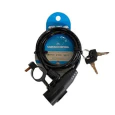Cadeado tranca anti furto aço 6mm x 1 metro  preto com suporte e 2 chaves gta