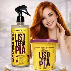 Kit Protetor Térmico Capilar Spray Lisoterapia Uso Obrigatório 500 Ml Máscara Reconstrutora 400g