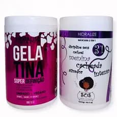 Gelatina Capilar + Creme de Pentear Menina Cacheada Bomba de Cachos Super Definição 1kg
