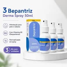 Kit 3 Bepantriz Derma Spray 50 ml Hidratação Profunda para Pele e Cabelos