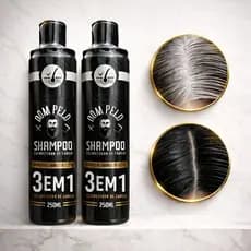 Kit 2 Shampoo Escurecedor Dom Pelo 250ml Reduz Fios Brancos Hair Dye 3 em 1