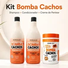 Kit Shampoo e Condicionador Bomba Cachos 1 Litro + Creme De Pentear 1Kg
