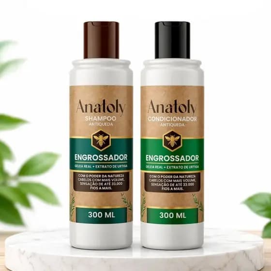 Kit Shampoo e Condicionador Antiqueda 2x300ml Engrossador Capilar Anatoly Cuidados Cabelos