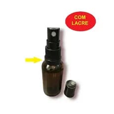 05 frascos vidro âmbar spray - Válvula R18/410 COM LACRE ANTI-VAZAMENTO - cores: Preta ou Branca - Volumes: 05ml, 10ml, 15ml, 20ml, 30ml, 50ml