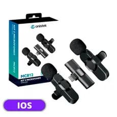 Kit c/ 2 Microfones de Lapela s/ Fio Lightning - Onistek - ON-MC812