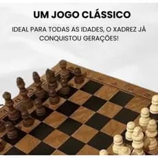 Jogo de Xadrez em Madeira – Tamanho Médio 29,5x14,5 cm, Design Clássico