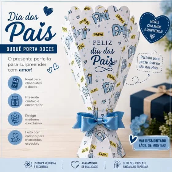 kit caixa buquê personalizada dia dos pais