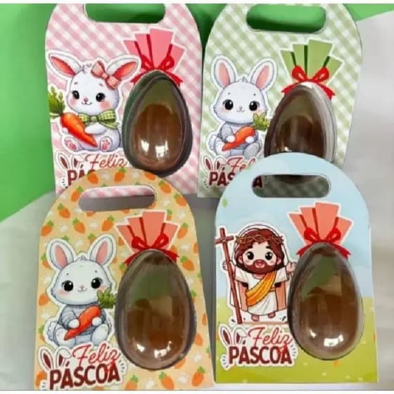 Kit com 5 Porta Ovo de 50 gramas| Embalagem Lembrancinha Páscoa Infantil | Caixa Presente Feliz Páscoa
