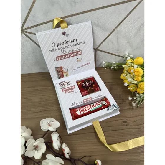 Caixa Presente Dia dos Professores com Chocolate | Lembrancinha Professor Criativa | Presente Professor