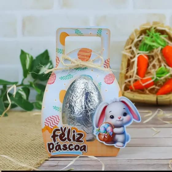 Kit Porta Ovo de Páscoa com Visor Coelhinho | Embalagem Para Ovo de Chocolate | Lembrancinha de Páscoa