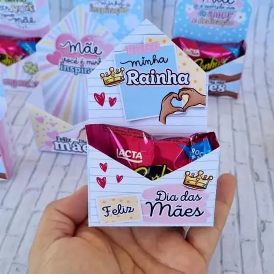 kit com 10 Porta Chocolate Dia das Mães,Lembrancinha Criativa e Personalizada